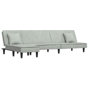 vidaXL Καναπές Κρεβάτι Γωνιακός Αν. Γκρι 255x140x70cm Βελούδινος 1 τεμ.