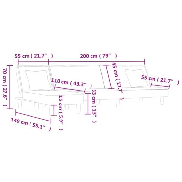 vidaXL Καναπές Κρεβάτι Γωνιακός Αν. Γκρι 255x140x70cm Βελούδινος 1 τεμ.