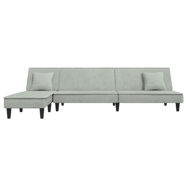 vidaXL Καναπές Κρεβάτι Γωνιακός Αν. Γκρι 255x140x70cm Βελούδινος 1 τεμ.