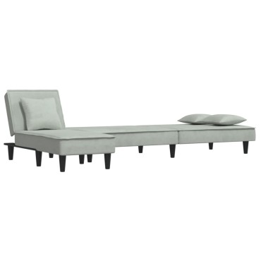 vidaXL Καναπές Κρεβάτι Γωνιακός Αν. Γκρι 255x140x70cm Βελούδινος 1 τεμ.
