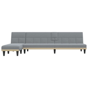 vidaXL Καναπές Κρεβάτι Γωνιακός Αν. Γκρι 255x140x70cm Υφασμάτινος 1 τεμ.