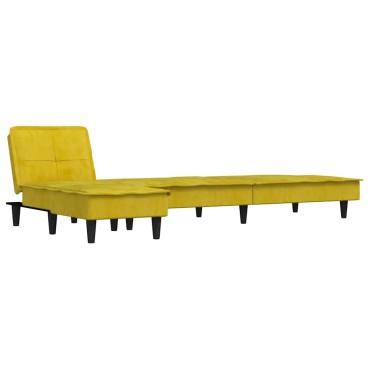 vidaXL Καναπές Κρεβάτι Γωνιακός Κίτρινος 255x140x70cm Βελούδινος 1 τεμ.