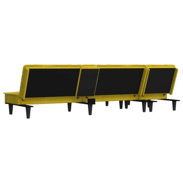 vidaXL Καναπές Κρεβάτι Γωνιακός Κίτρινος 255x140x70cm Βελούδινος 1 τεμ.