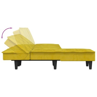 vidaXL Καναπές Κρεβάτι Γωνιακός Κίτρινος 255x140x70cm Βελούδινος 1 τεμ.