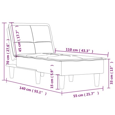 vidaXL Ανάκλιντρο Κίτρινο Βελούδινο 55x140x70cm 1 τεμ.
