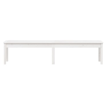 vidaXL Πάγκος Κήπου Διθέσιος Λευκός 203,5x44x45cm Μασίφ Ξύλο Πεύκου
