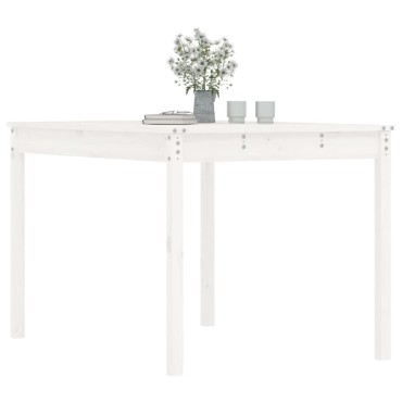 vidaXL Τραπέζι Κήπου Λευκό 121x82,5x76cm από Μασίφ Ξύλο Πεύκου 1 τεμ.