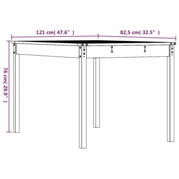 vidaXL Τραπέζι Κήπου Λευκό 121x82,5x76cm από Μασίφ Ξύλο Πεύκου 1 τεμ.