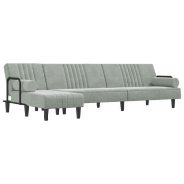 vidaXL Καναπές Κρεβάτι Γωνιακός Αν. Γκρι 260x140x70cm Βελούδινος 1 τεμ.