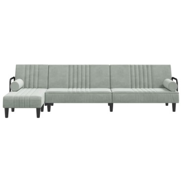 vidaXL Καναπές Κρεβάτι Γωνιακός Αν. Γκρι 260x140x70cm Βελούδινος 1 τεμ.