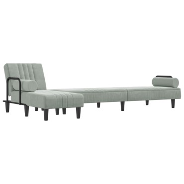 vidaXL Καναπές Κρεβάτι Γωνιακός Αν. Γκρι 260x140x70cm Βελούδινος 1 τεμ.