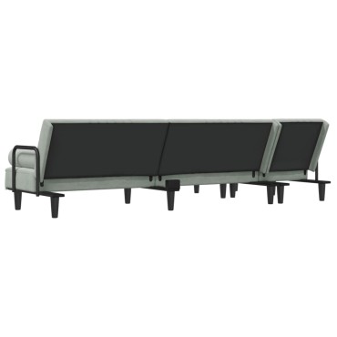 vidaXL Καναπές Κρεβάτι Γωνιακός Αν. Γκρι 260x140x70cm Βελούδινος 1 τεμ.