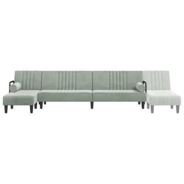 vidaXL Καναπές Κρεβάτι Γωνιακός Αν. Γκρι 260x140x70cm Βελούδινος 1 τεμ.