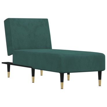 vidaXL Ανάκλιντρο Σκούρο Πράσινο Βελούδινο 55x140x70cm 1 τεμ.