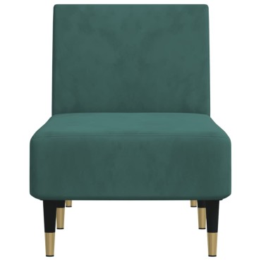 vidaXL Ανάκλιντρο Σκούρο Πράσινο Βελούδινο 55x140x70cm 1 τεμ.