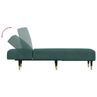 vidaXL Ανάκλιντρο Σκούρο Πράσινο Βελούδινο 55x140x70cm 1 τεμ.