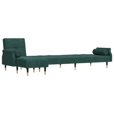 vidaXL Καναπές Κρεβάτι Γωνιακός Σκ. Πράσινο 271x140x70cm Βελούδινος 1 τεμ.