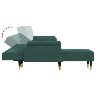vidaXL Καναπές Κρεβάτι Γωνιακός Σκ. Πράσινο 271x140x70cm Βελούδινος 1 τεμ.