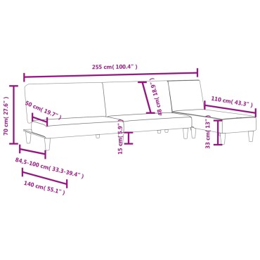 vidaXL Καναπέδες Σετ 2 τεμ. Μαύροι Υφασμάτινοι 200x84,5x69cm  Διθέσιος