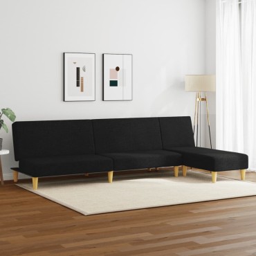 vidaXL Καναπέδες Σετ 2 τεμ. Μαύροι Υφασμάτινοι 200x84,5x69cm  Διθέσιος