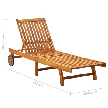 vidaXL Ξαπλώστρα από Μασίφ Ξύλο Ακακίας 199x59/63x30/62/76/85cm 1 τεμ.