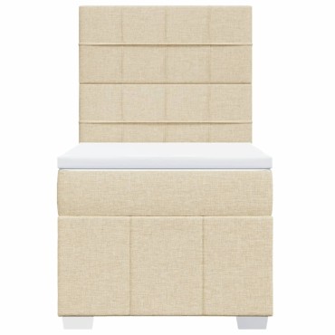 vidaXL Κρεβάτι Boxspring με Στρώμα Κρεμ 90x190 εκ.Υφασμάτινο