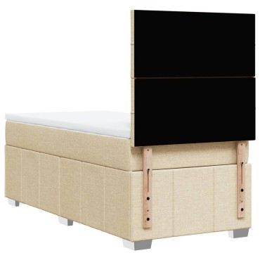 vidaXL Κρεβάτι Boxspring με Στρώμα Κρεμ 90x190 εκ.Υφασμάτινο