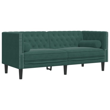vidaXL Καναπές Chesterfield Σετ 2 τεμ. με Στηρίγματα Πράσινο Βελούδο 174x74,5x70,5cm  Διθέσιος Τριθέσιος