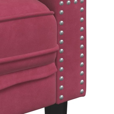 vidaXL Καναπές Chesterfield Σετ 3 τεμ. με Στηρίγματα Μπορντό Βελούδο 71x74,5x70,5cm  Διθέσιος Τριθέσιος