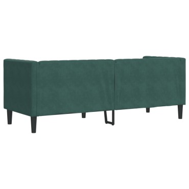 vidaXL Καναπές Τριθέσιος Chesterfield + Στηρίγματα Σκ. Πράσινο Βελούδο 194x74,5x70,5cm 1 τεμ.