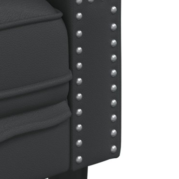 vidaXL Καναπές Chesterfield 3 θέσεων Μαύρο από Συνθετικό Δέρμα 194x74,5x70,5cm