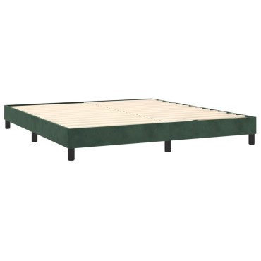 vidaXL Κρεβάτι Boxspring με Στρώμα Σκούρο Πράσινο 180x200εκ. Βελούδινο