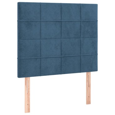 vidaXL Κρεβάτι Boxspring με Στρώμα Σκούρο Μπλε 100x200 εκ. Βελούδινο