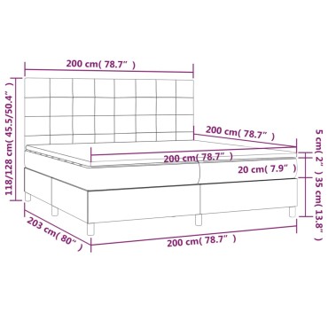 vidaXL Κρεβάτι Boxspring με Στρώμα Σκούρο Μπλε 200x200 εκ. Βελούδινο