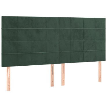 vidaXL Κρεβάτι Boxspring με Στρώμα Σκούρο Πράσινο 200x200εκ. Βελούδινο