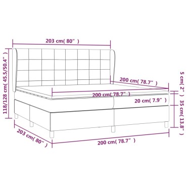 vidaXL Κρεβάτι Boxspring με Στρώμα Σκούρο Πράσινο 200x200εκ. Βελούδινο