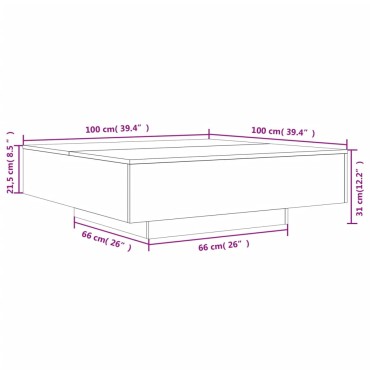 vidaXL Τραπεζάκι Σαλονιού Γκρι Σκυρ. 100x100x31cm Επεξεργασμένο Ξύλο 1 τεμ.