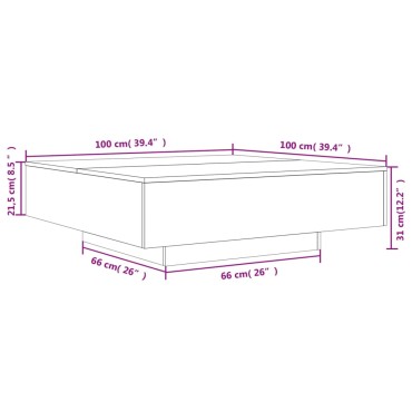 vidaXL Τραπεζάκι Σαλονιού Καφέ Δρυς 100x100x31cm Επεξεργασμένο Ξύλο 1 τεμ.
