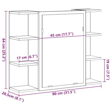 vidaXL Ντουλάπι Μπάνιου Τεχνίτης Δρυς 80x20,5x64cm Επεξεργασμένο Ξύλο 1 τεμ.
