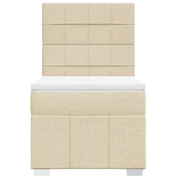 vidaXL Κρεβάτι Boxspring με Στρώμα Κρεμ 90x190 εκ.Υφασμάτινο