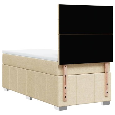 vidaXL Κρεβάτι Boxspring με Στρώμα Κρεμ 90x190 εκ.Υφασμάτινο