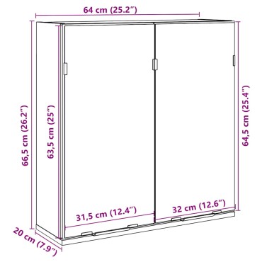 vidaXL Έπιπλο Καθρέφτη Μπάνιου Παλαιό Ξύλο 64x20x66,5cm Επεξ. Ξύλο 1 τεμ.