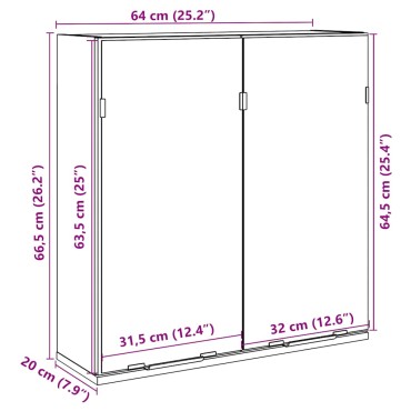 vidaXL Ντουλάπι Μπάνιου Τεχνίτης Δρυς 64x20x66,5cm Επεξεργασμένο Ξύλο 1 τεμ.
