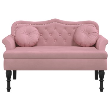 vidaXL Παγκάκι με Μαξιλάρια Ροζ 120,5x65x75cm Βελούδινο
