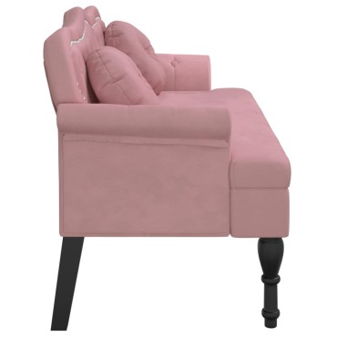 vidaXL Παγκάκι με Μαξιλάρια Ροζ 120,5x65x75cm Βελούδινο