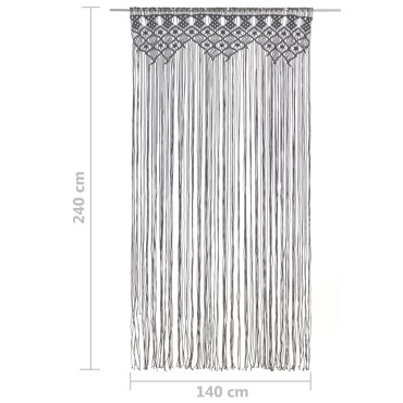 vidaXL Κουρτίνα Μακραμέ Ανθρακί 140 x 240 εκ. Βαμβακερή
