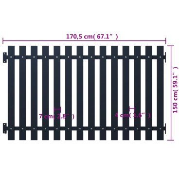 vidaXL Πάνελ Περίφραξης Ανθρακί 170,5x150cm Ατσάλι με Βαφή Πούδρας