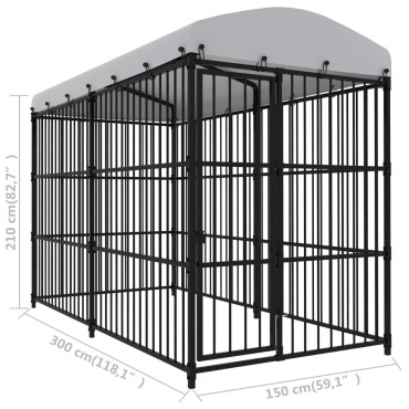 vidaXL Κλουβί Σκύλου Εξωτερικού Χώρου 300x150x210 εκ. με Στέγαστρο