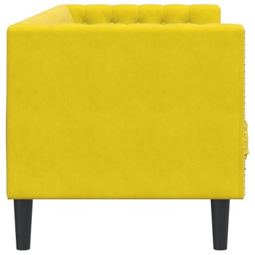 vidaXL Καναπές Διθέσιος Chesterfield με Στηρίγματα Κίτρινος Βελούδο 194x74,5x70,5cm 1 τεμ. Τριθέσιος
