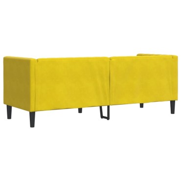 vidaXL Καναπές Διθέσιος Chesterfield με Στηρίγματα Κίτρινος Βελούδο 194x74,5x70,5cm 1 τεμ. Τριθέσιος